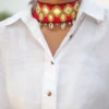 Mani hand embroidered mirror and shells neck choker Buy Urmul Desert Crafts